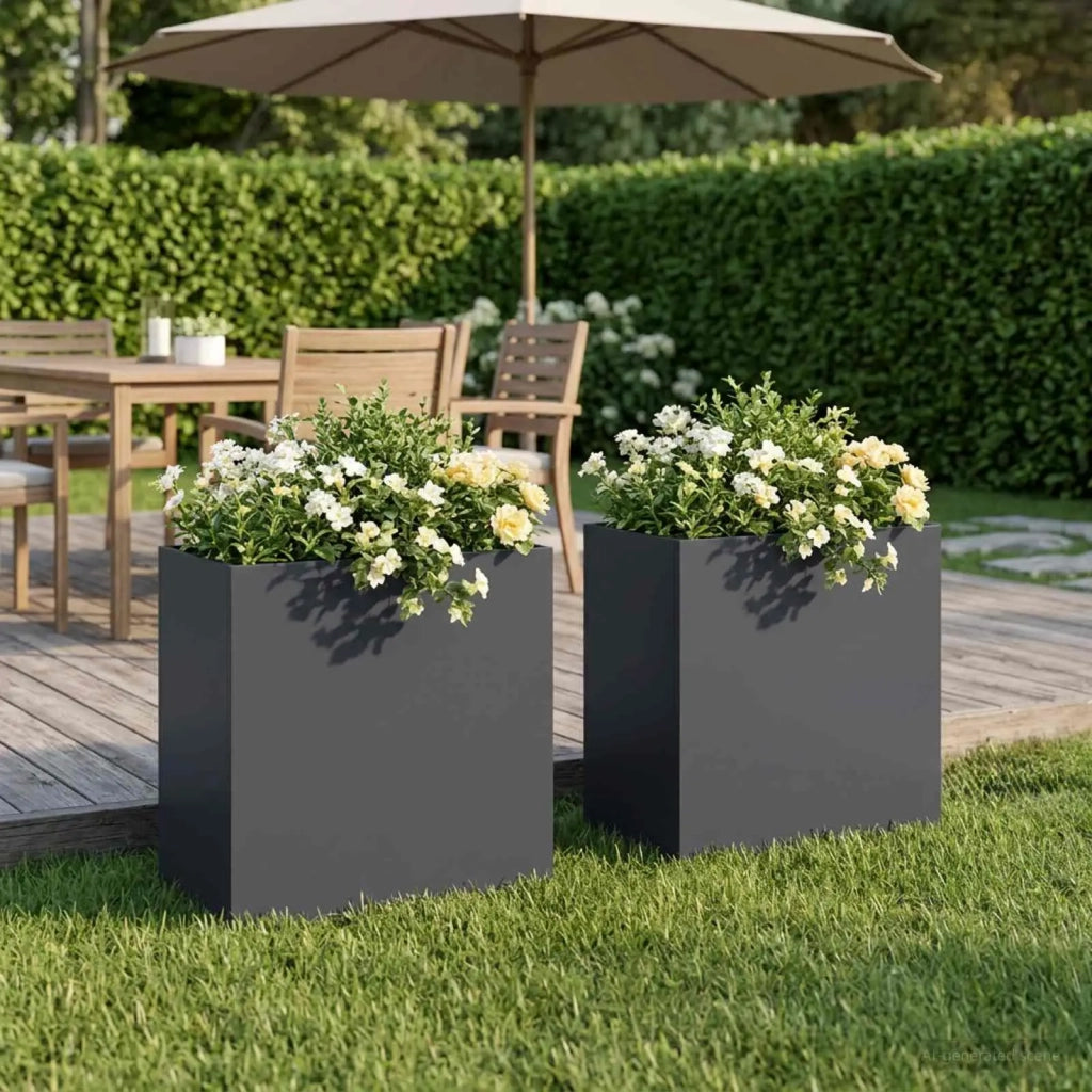 Vaso da giardino 2 pz Antracite 50 x 30 x 50 cm 8005531