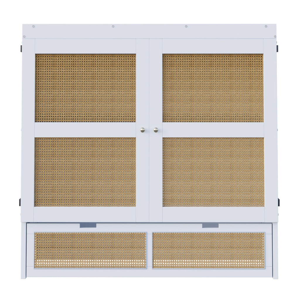 Letto a scomparsa 140x200 cm salvaspazio con cassetti in legno
