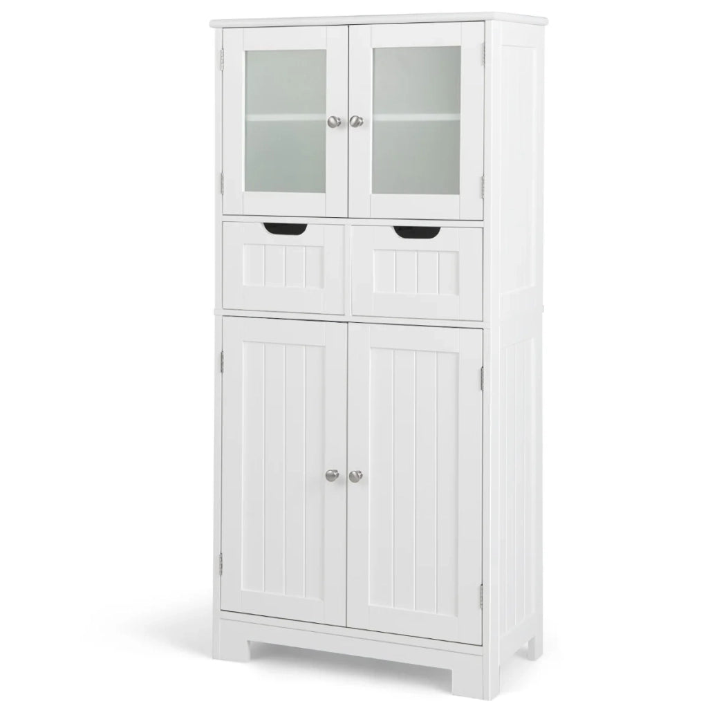 Mobiletto da bagno 60 x 30 x 128 cm moderno e spazioso mobile contenitore in MDF bianco 20_0012764