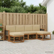 Set di divani da esterno 6 pcs Naturale e Beige Poliestere