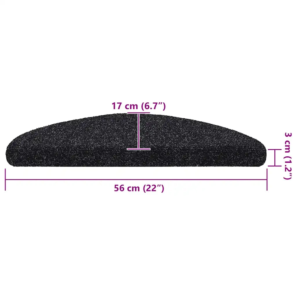 Tappetini per scale autoadesivi 20 pz | Gradini per Scale 56x17x3 cm neri semicircolari