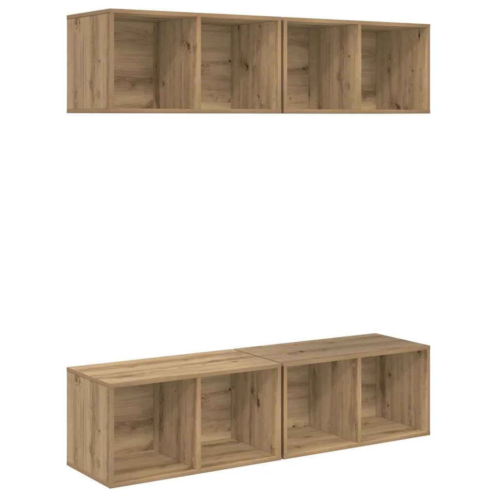 Set mobile TV 4 pz Rovere artigianale Legno ingegnerizzato 3393533
