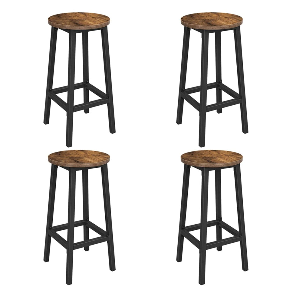 Set di 4 sgabelli alti da bar sedie da cucina struttura in acciaio altezza 65 cm montaggio facile stile industriale marrone 12_0007765