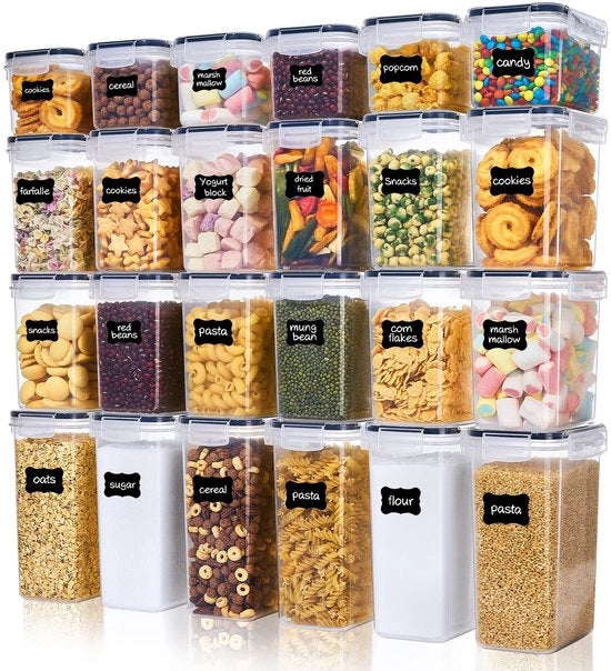 Set di contenitori a chiusura ermetica, 24 contenitori BPA liberi per la cucina, con pennello e etichetta