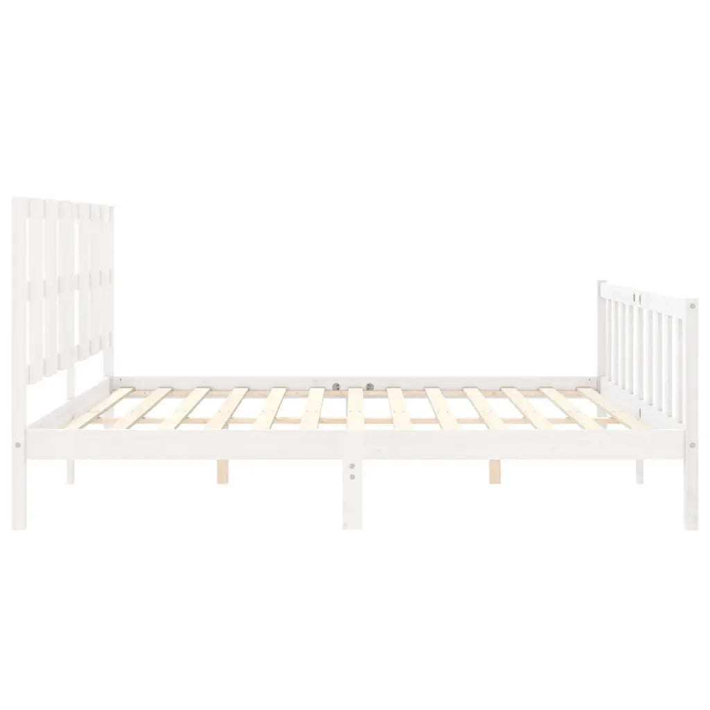 Giroletto con Testiera-Struttura Letto con testiera Bianco 180x200 cm in Legno Massello