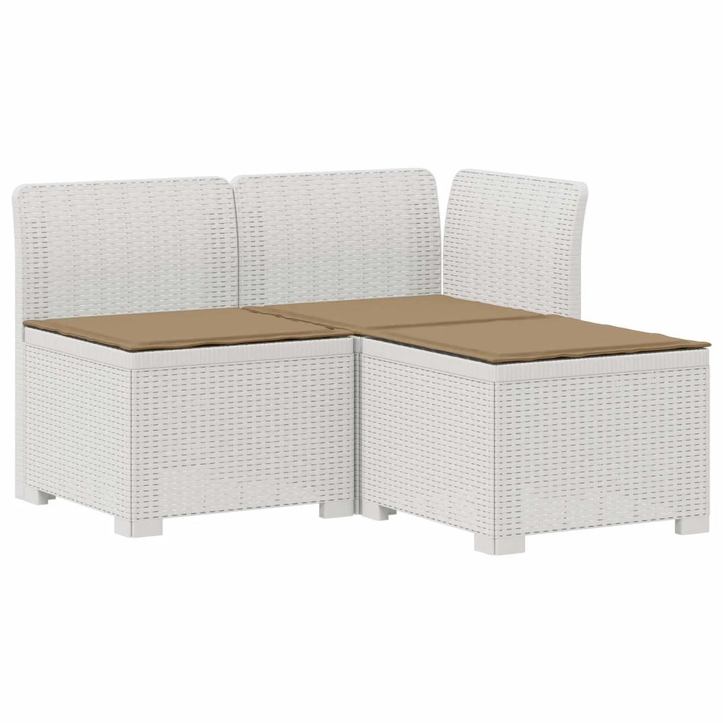 Divano da esterno-Divano da Giardino 3 posti con cuscini in look rattan PP Bianco 998568