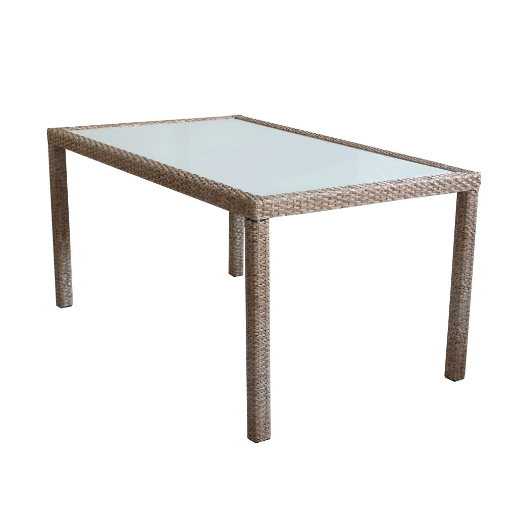 Tavolo intreccio e piano in vetro 150x90 - AXEL
