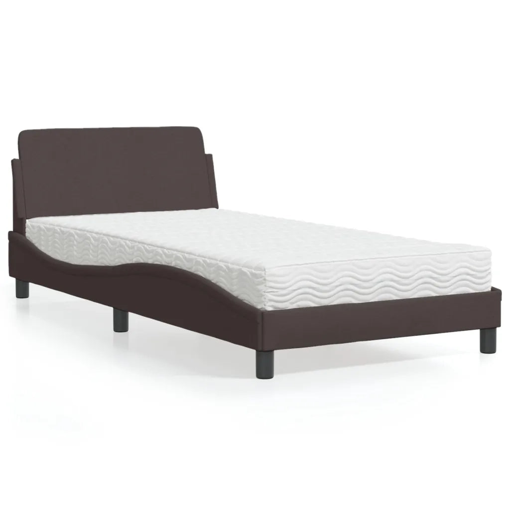 Letto con Materasso Dover Marrone Scuro 100x200 cm in Tessuto 3208347