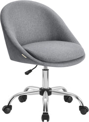 SONGMICS Sedia da Studio, Sedia Girevole di Cotone-lino, Poltrona da Scrivania Imbottita in Gommapiuma Regolabile in Altezza, Studio, Camera da Letto, Grigio Ardesia OBG020G05