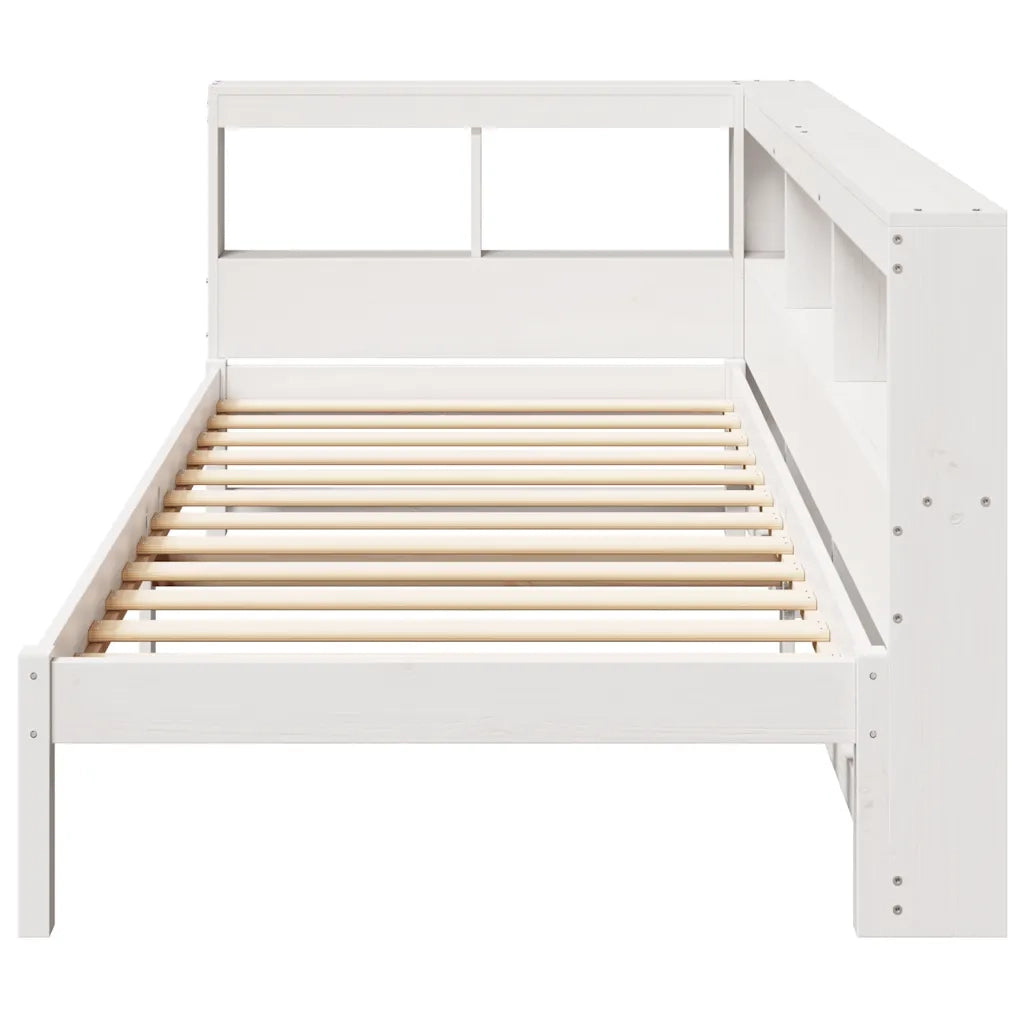 Letto con Libreria senza Materasso-Struttura Letto con contenitore 75x190 cm in Legno Pino 285196
