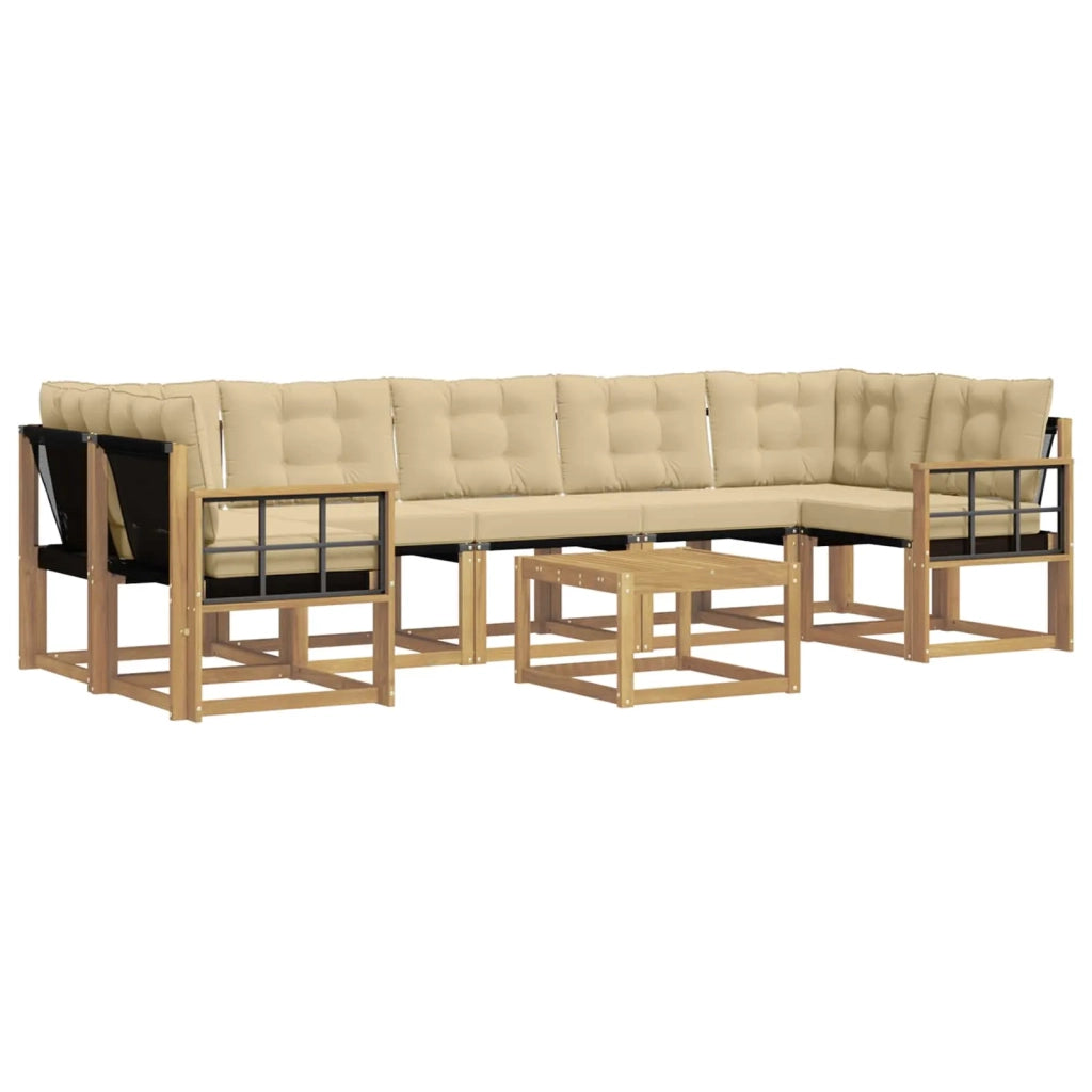 Set di divani da esterno con cuscino 8 pcs Bianco e Beige 3389315