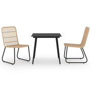 Set da Pranzo da Giardino 3 pz | Set Salotto da Giardino in Polyrattan e Vetro