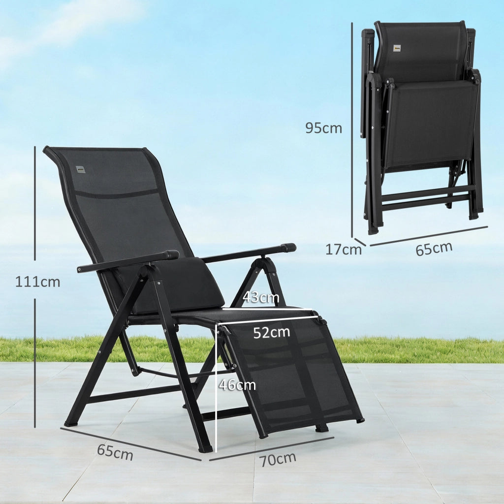 Poltrona da giardino reclinabile con cuscino ¨C zephmum ¨C nero