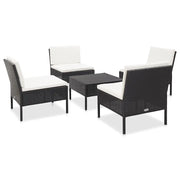 Set Divani da Giardino 5 pz con Cuscini in Polyrattan Nero 48944