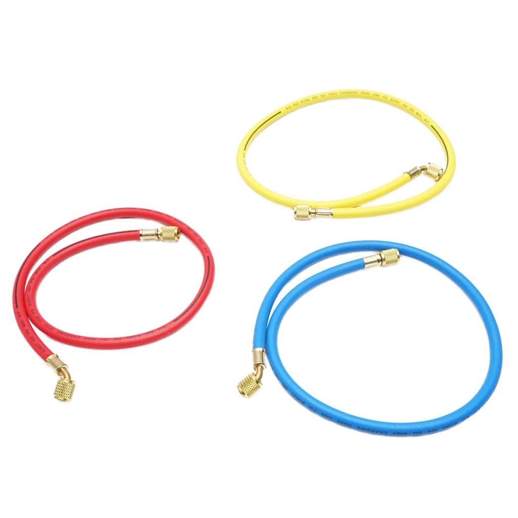 Set tubi 90 cm 3 colori per ricarica freon R12, R22, R134a, 404, 502