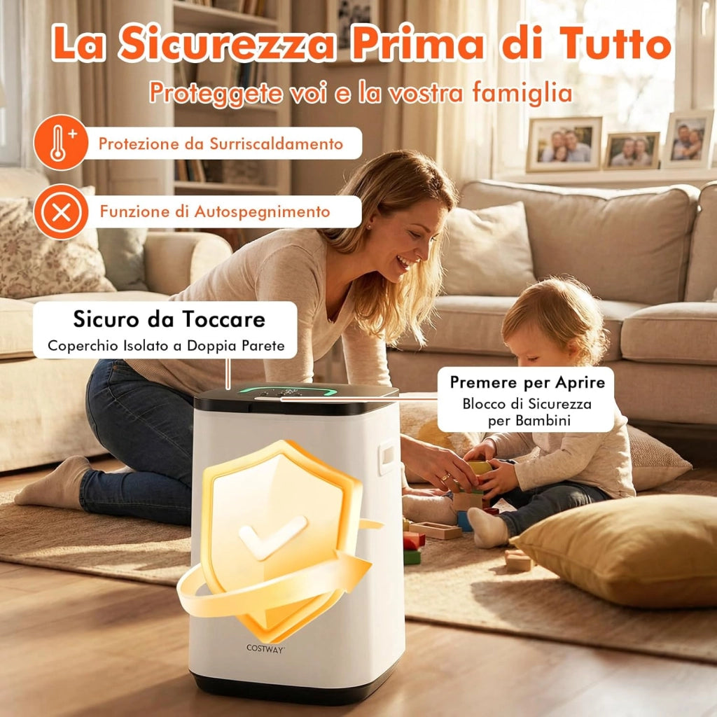 COSTWAY Scaldasalviette a Secchio, Scalda Asciugamani Grande capacità 23L con Display di Temperatura, 3 Livelli di Timer, Timer Ritardato 24H, Adatto a 3 Asciugamani da Bagno