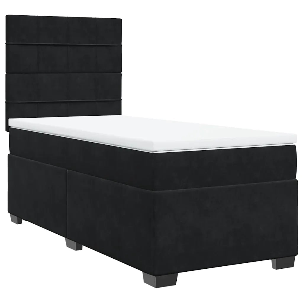 Giroletto a Molle con Materasso Nero 90x190 cm in Velluto 3293088