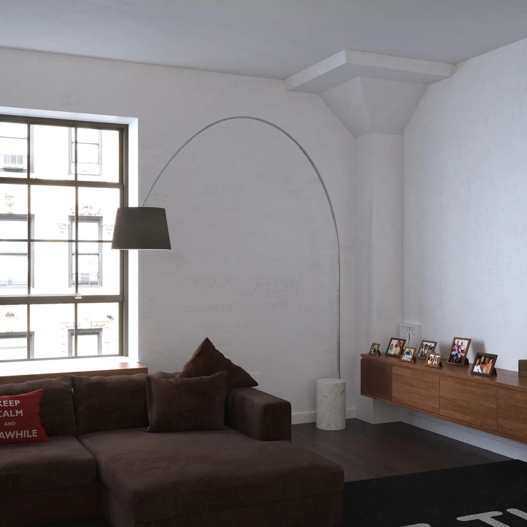 Piantana Contemporanea Turning Marmo Bianco Cilindro Diffusore Nero 1 Luce E27
