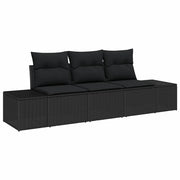 Set Divano da Giardino con archiviazione 3 pz | Set Salotto da Giardino Nero polyrattan