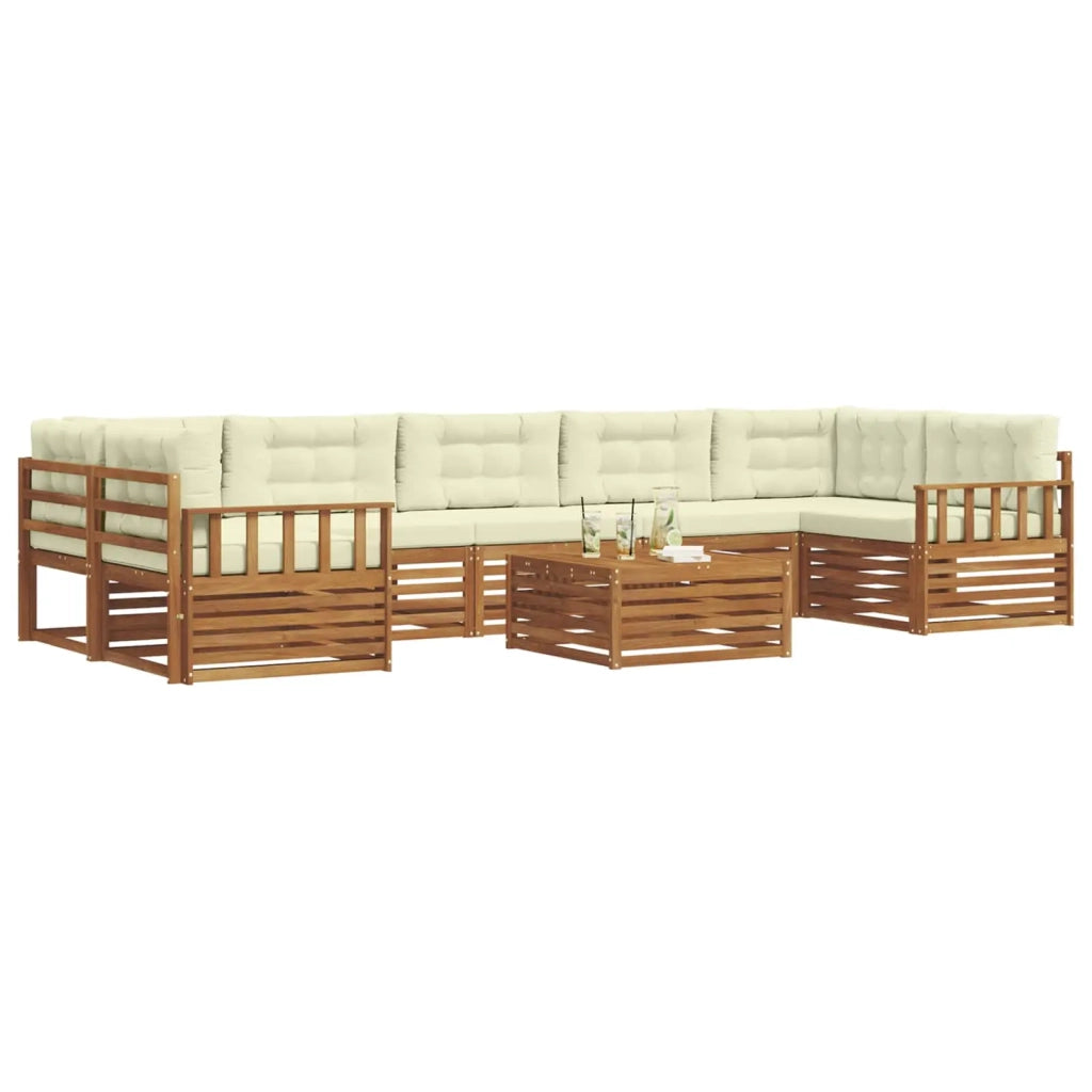 Set di divani da esterno con cuscino 8 pcs Naturale e Crema