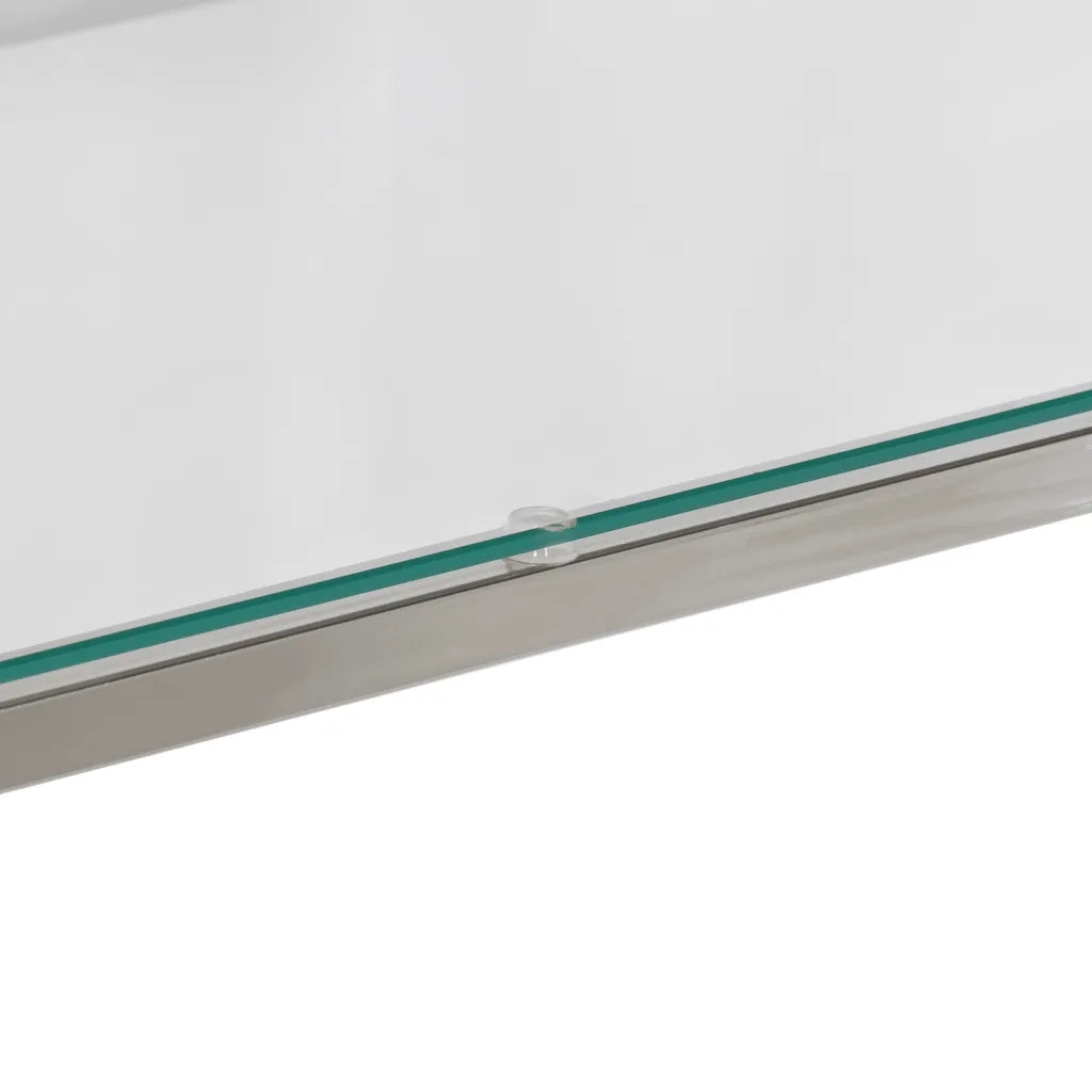 Tavolino Consolle Argento Acciaio Inossidabile Vetro Temperato 350001