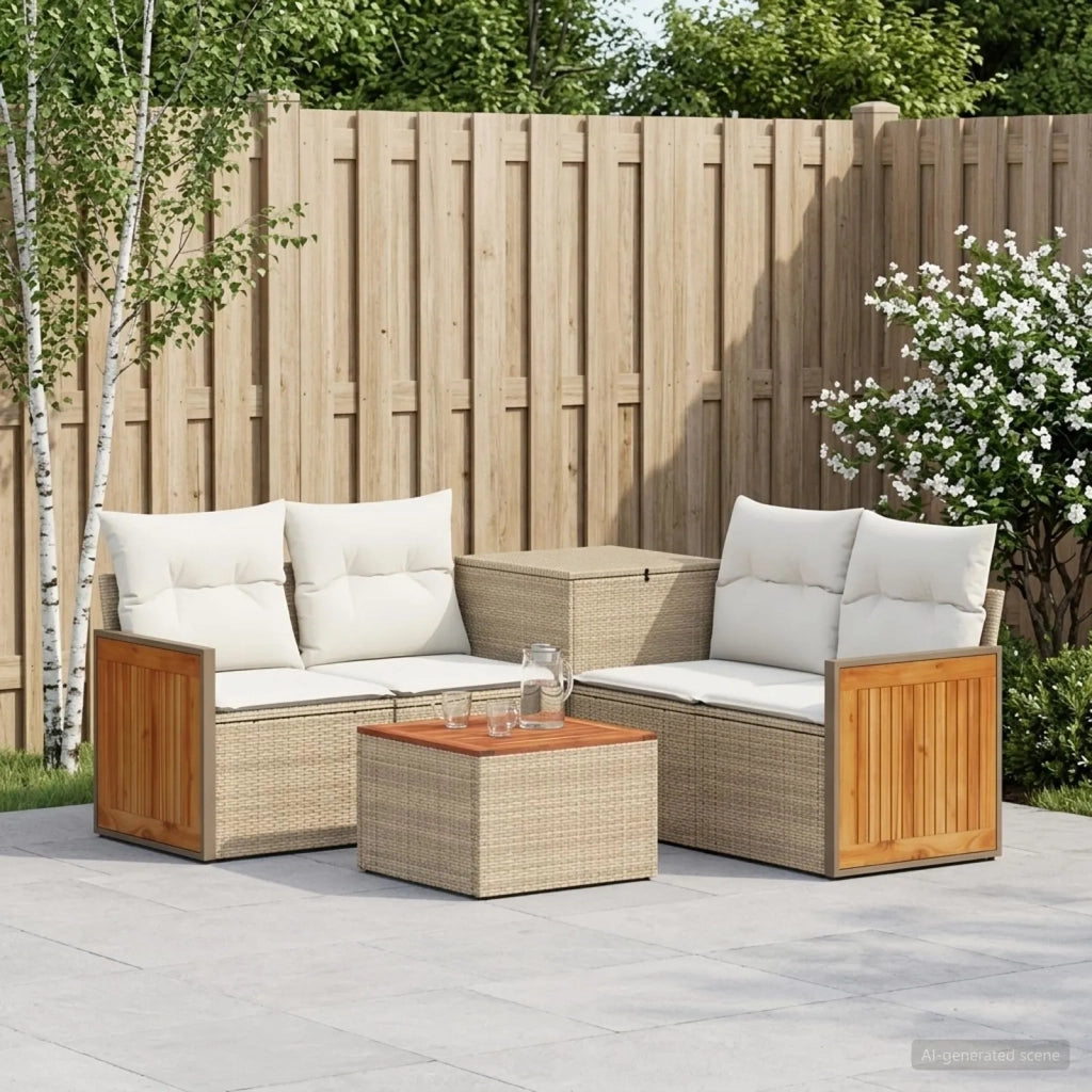 Set di divani 6 pz Beige e Bianco Crema 3447726