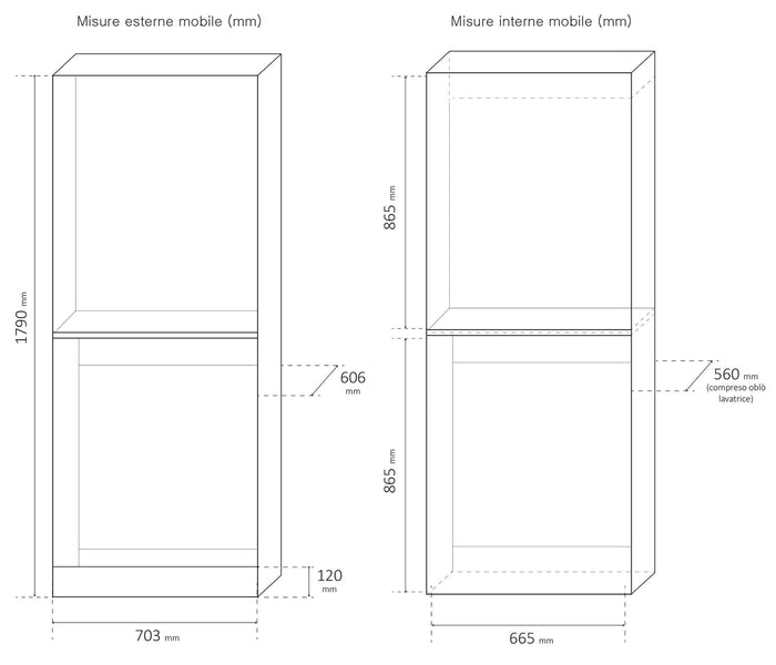 Coprilavatrice e Asciugatrice a Colonna 70,3x179x60,6 cm in Nobilitato 18 mm Bianco
