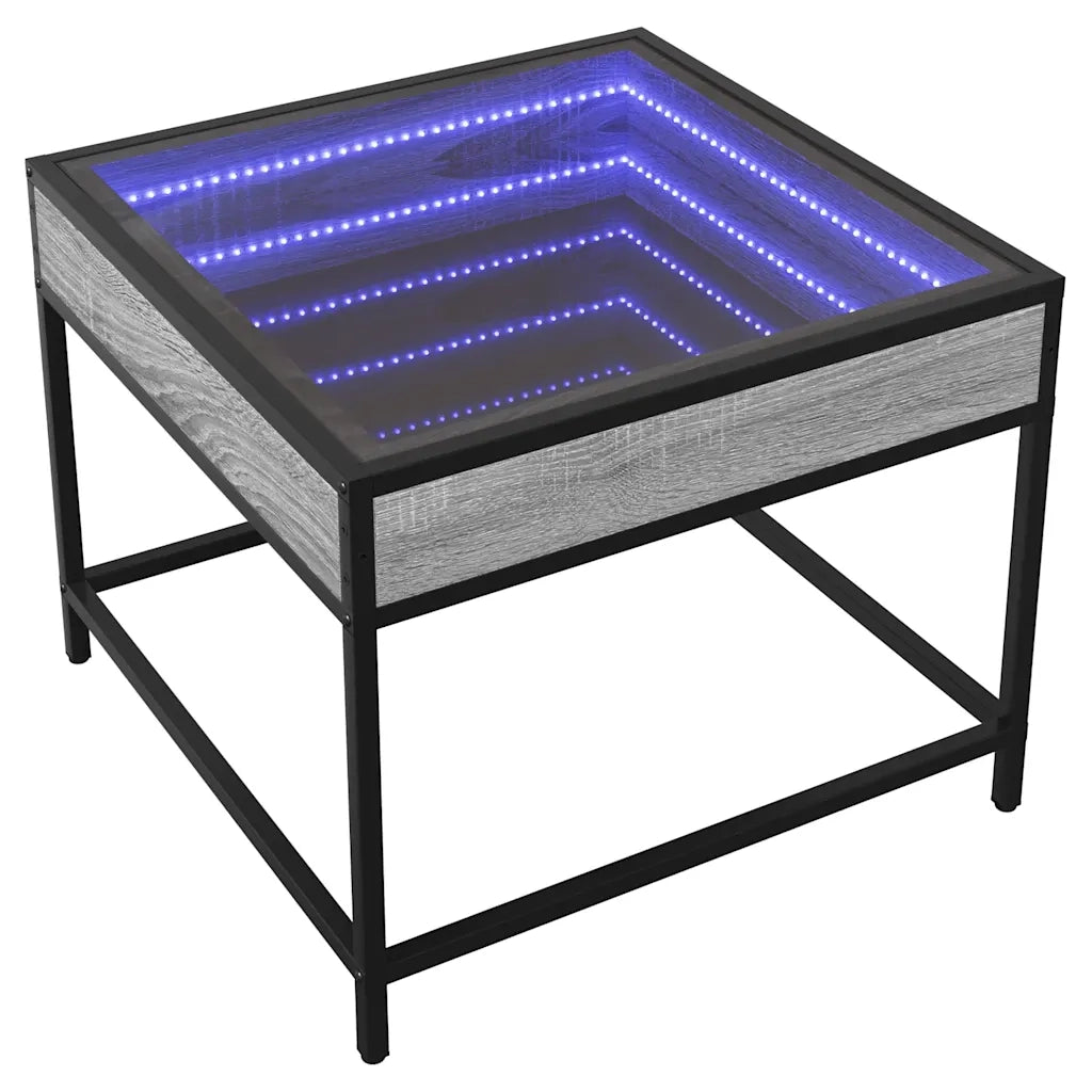 Tavolino da salotto | Tavolino da caff¨¨ | Tavolino da Soggiorno con LED Infinity Grigio Sonoma 50x50x41 cm