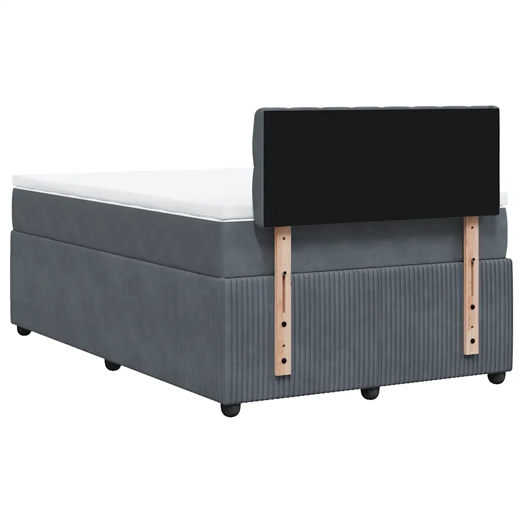 Giroletto a Molle con Materasso Grigio Scuro 120x200 cm Velluto