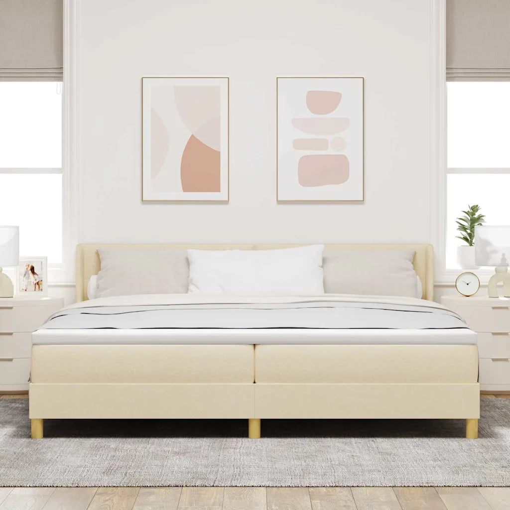 Letto a molle con materasso Crema 200 x 200 cm Poliestere
