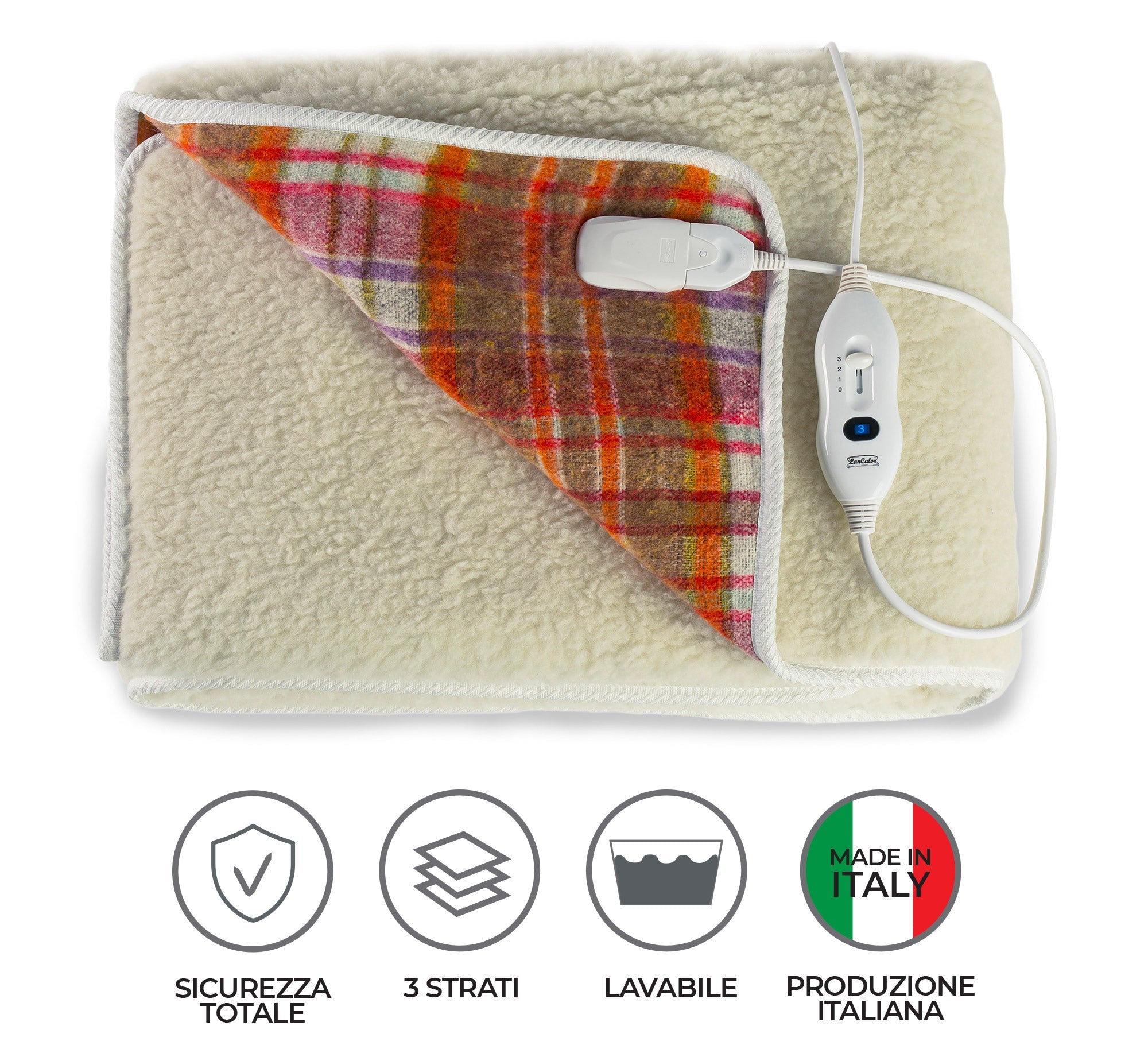 Coperta Termica Elettrica Matrimoniale in Lana 100% Scaldaletto Scozzese