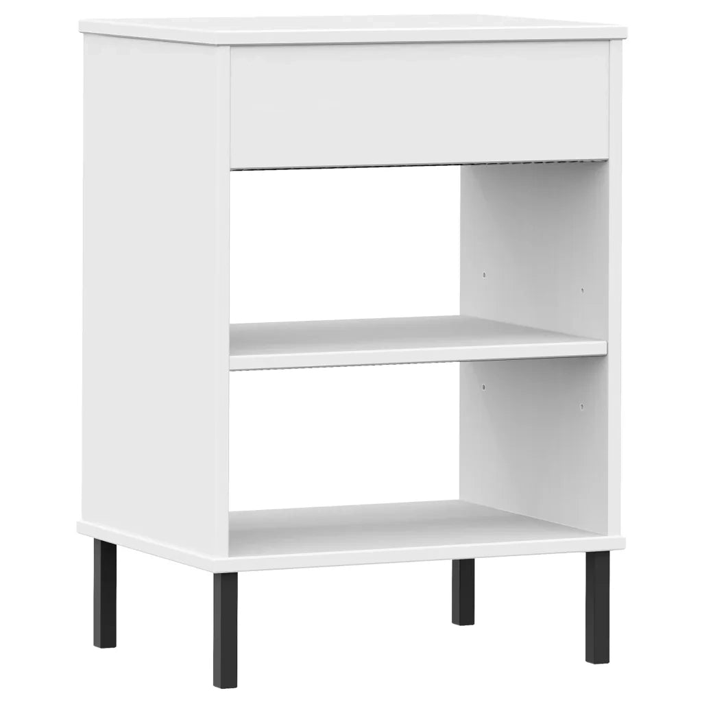 Mobile Consolle | Tavolo d'Ingresso Gambe Metallo Bianco Legno Massello Pino OSLO