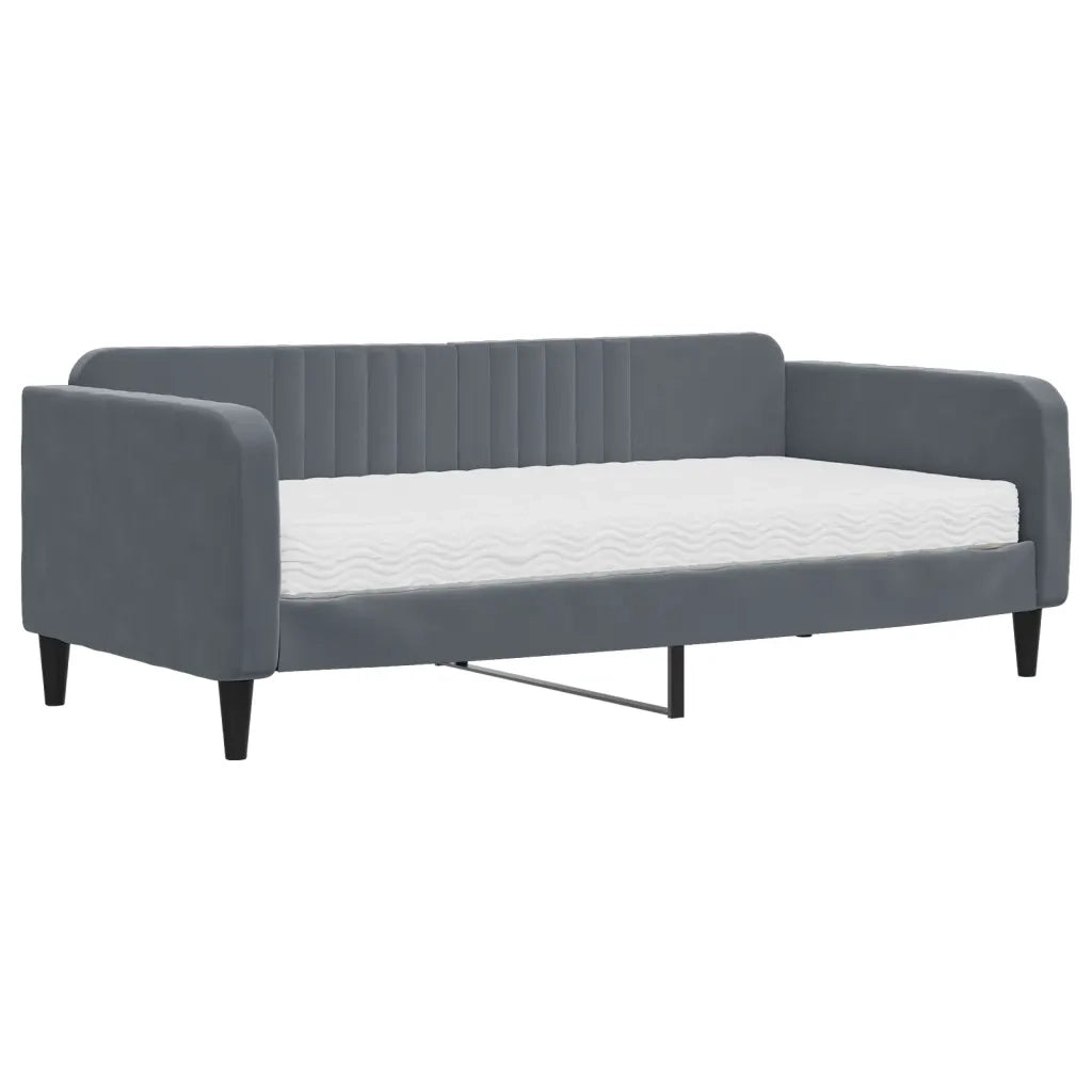 Divano letto | Sof¨¤ letto | Letto singolo con Materasso Grigio Scuro 90x190 cm in Velluto