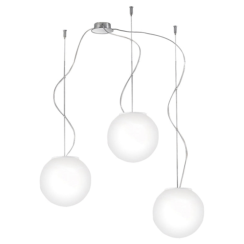 Sospensione Multipla 3 Elementi Emily Rossini Group - Vetro Satinato Bianco, 16cm x3, Attacco E14 IP20, Design Componibile ed Elegante