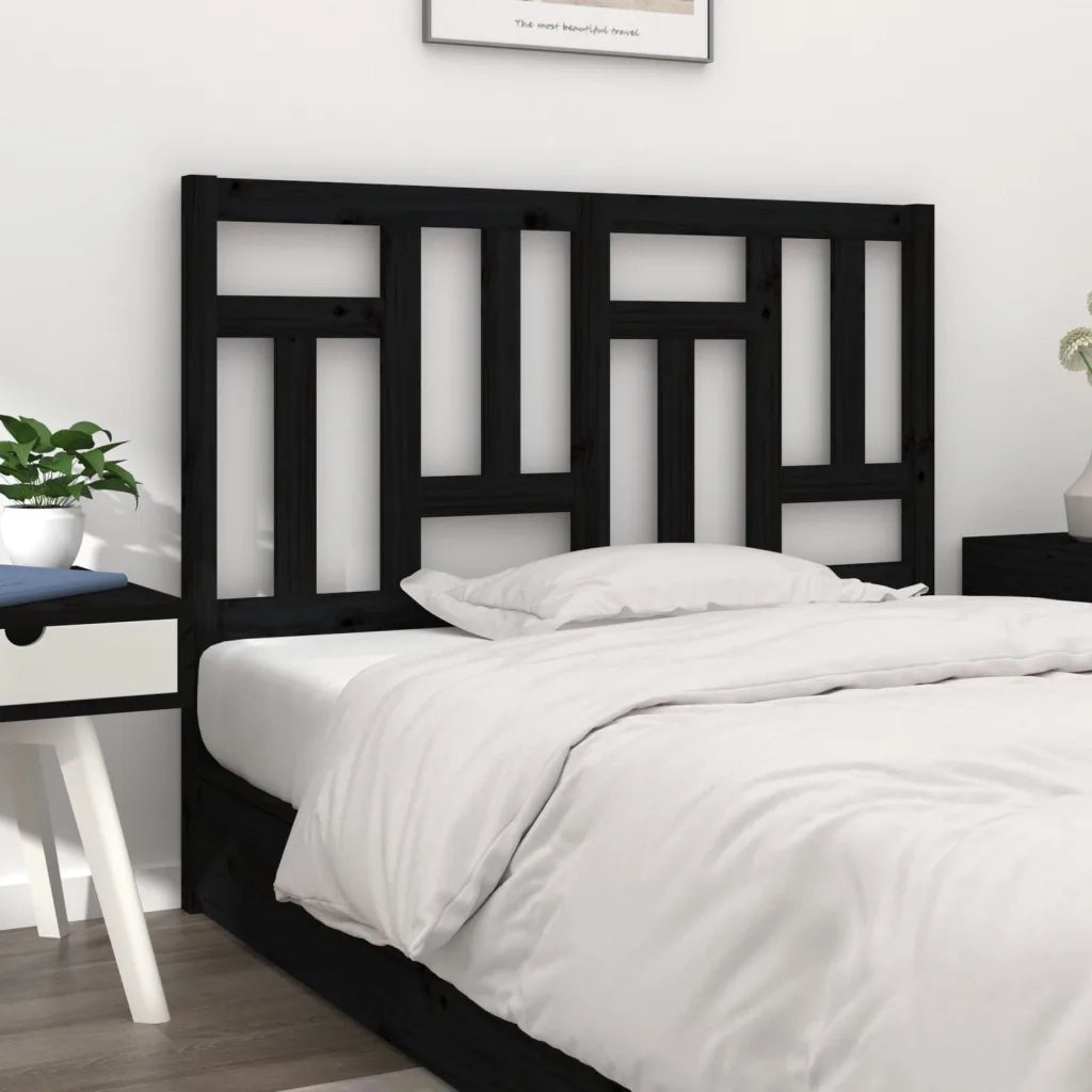 Testiera per Letto Nera 205,5x4x100cm in Legno Massello di Pino 818994