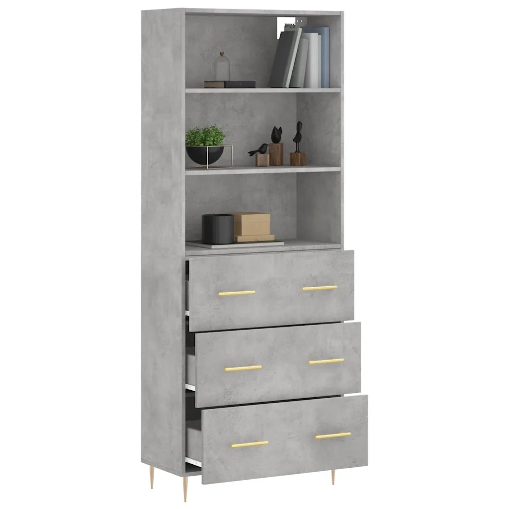 Credenza-Buffet-Armadio da cucina Grigio Cemento 69,5x34x180 cm in Legno Multistrato 848384