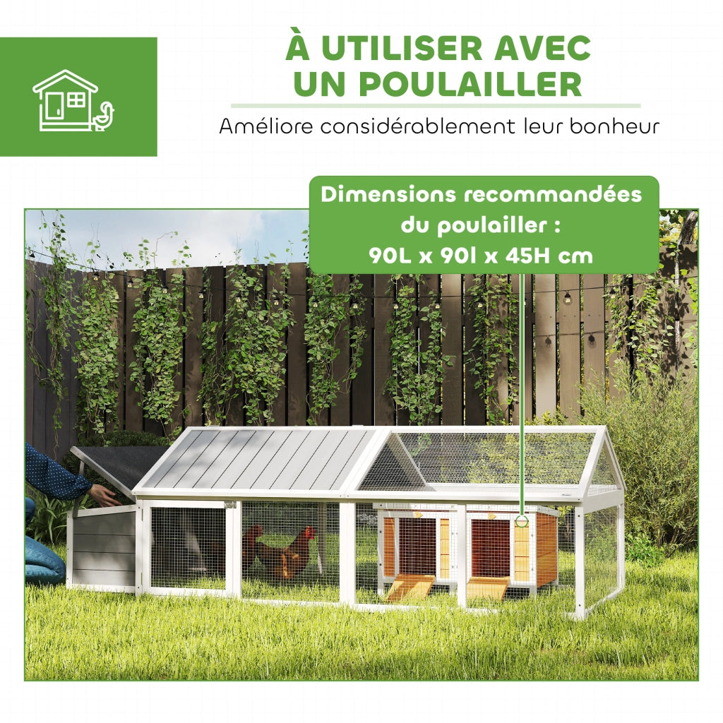 Pollaio per Galline con Porta e Tetto Aprile ¨C zephmum ¨C 240x112.5x76 cm Bianco