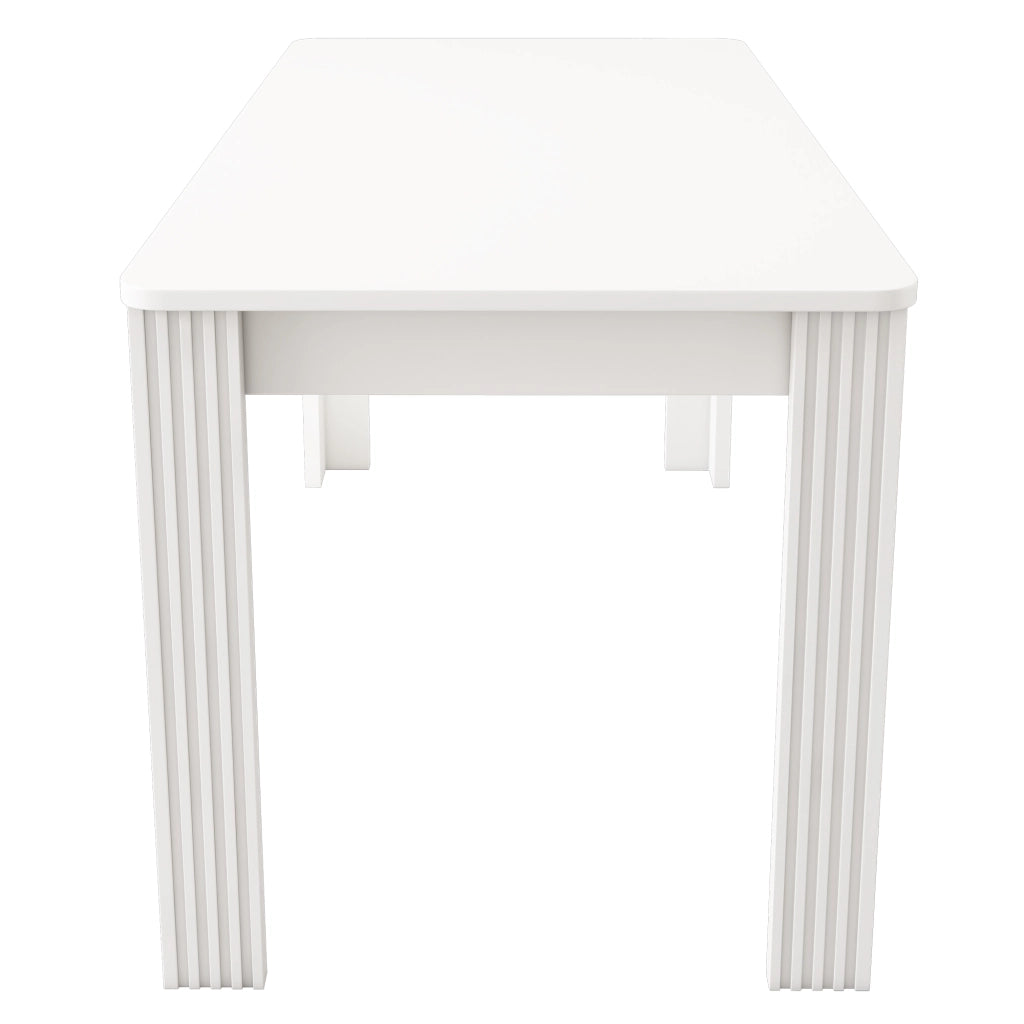 Tavolo da pranzo con piano ampio e 4 gambe stabili, in truciolare, per cucina e sala da pranzo, bianco moderno