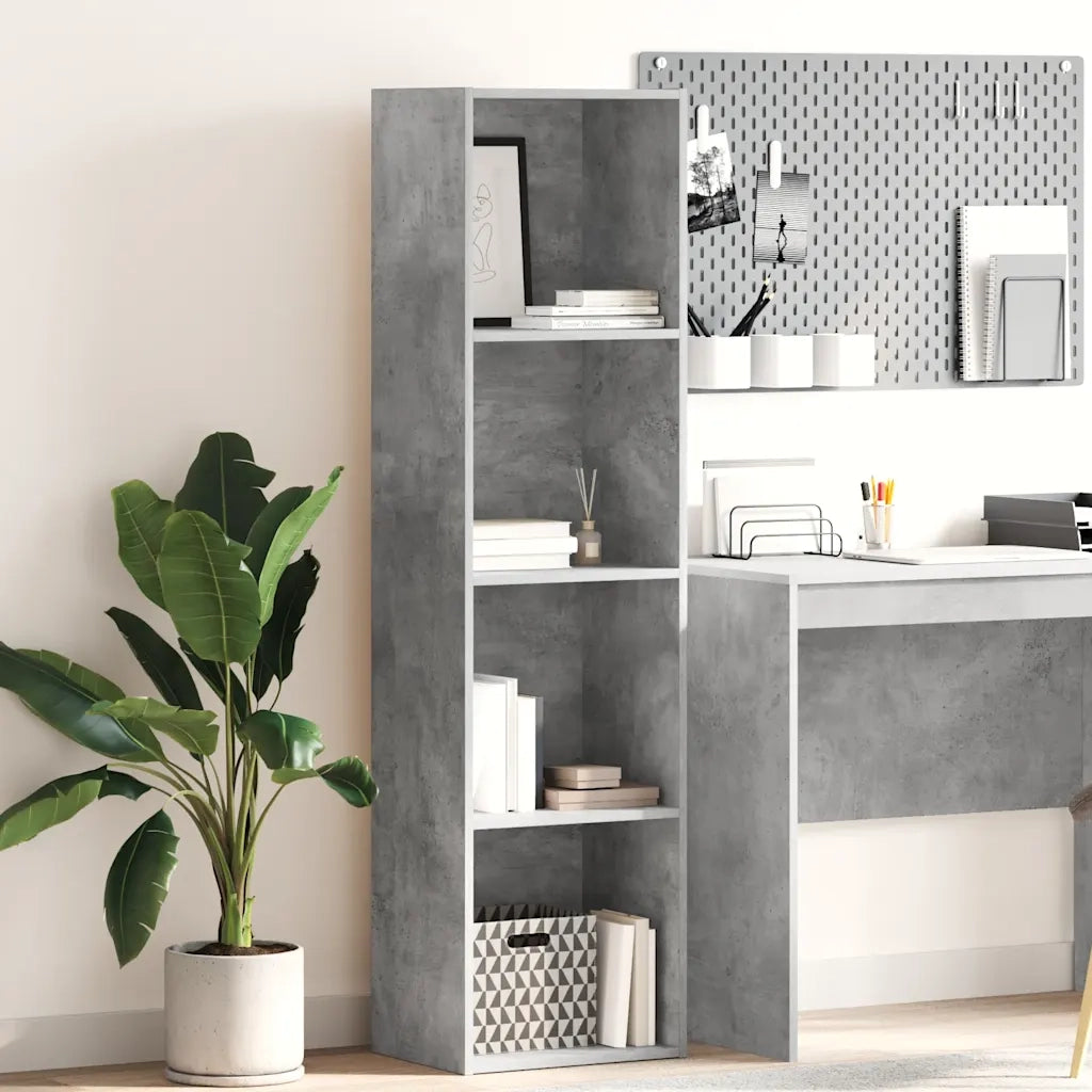 Libreria-Scaffale per Libri-Mobile di Stoccaggio Grigio Cemento 40x30x152 cm in Legno Multistrato