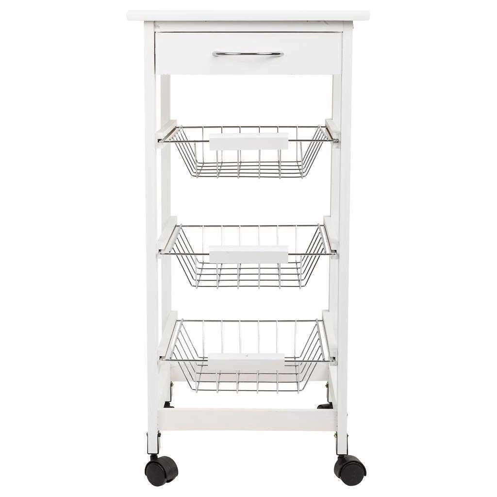 Carrello in legno 37x37x76 cm bianco