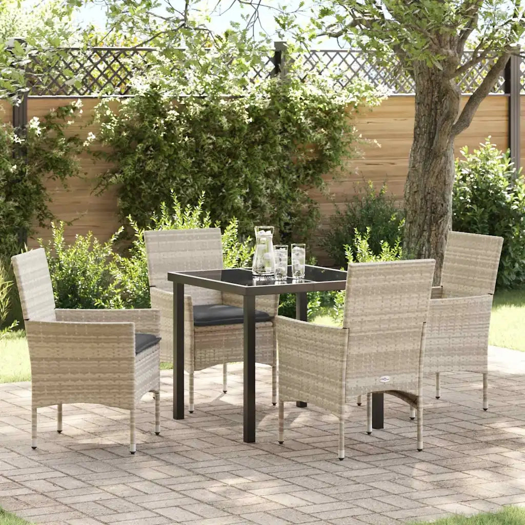 Set da Pranzo per Giardino 5 pcs Grigio chiaro polyrattan