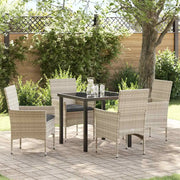 Set da Pranzo per Giardino 5 pcs Grigio chiaro polyrattan