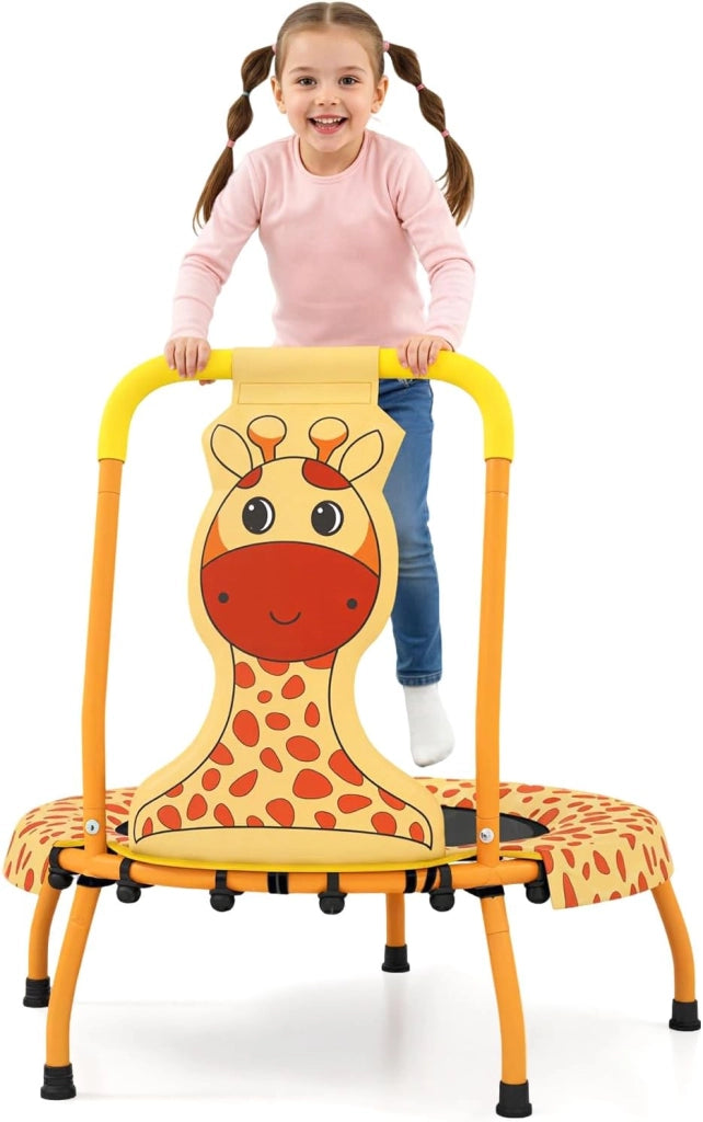 Mini Trampolino per Bambini, Tappetino Elastico da Esterno ed Interno con Maniglia Rivestita, Copertura Imbottita e Cuscinetti Antiscivolo, Salta Salta per Bambini 3-6 Anni