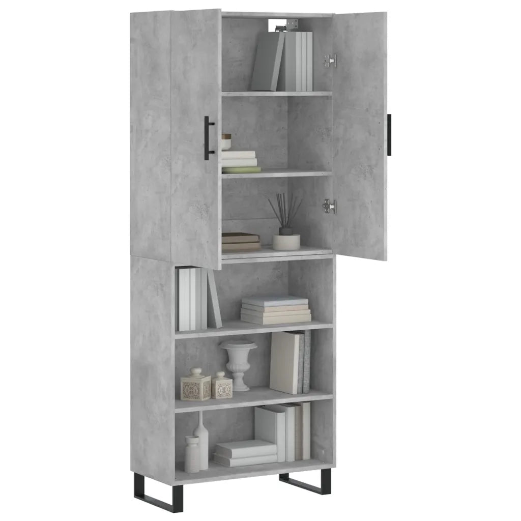 Credenza | Madia | Buffet da pranzo | Armadio da pranzo Grigio Cemento 69,5x34x180 cm in Legno Multistrato