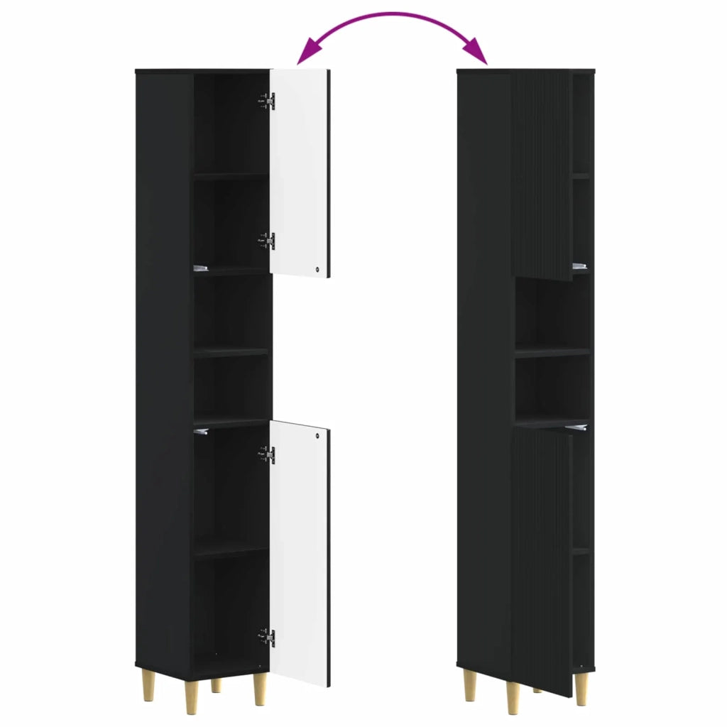 Armadio da Bagno con Ripiano Aperto ARNHEM Nero 896596