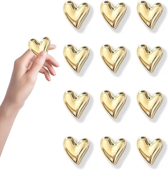 Magnetizzatori per frigorifero in oro - 12 pezzi - Liefdeshart - Decorazione per cucina e whiteboard
