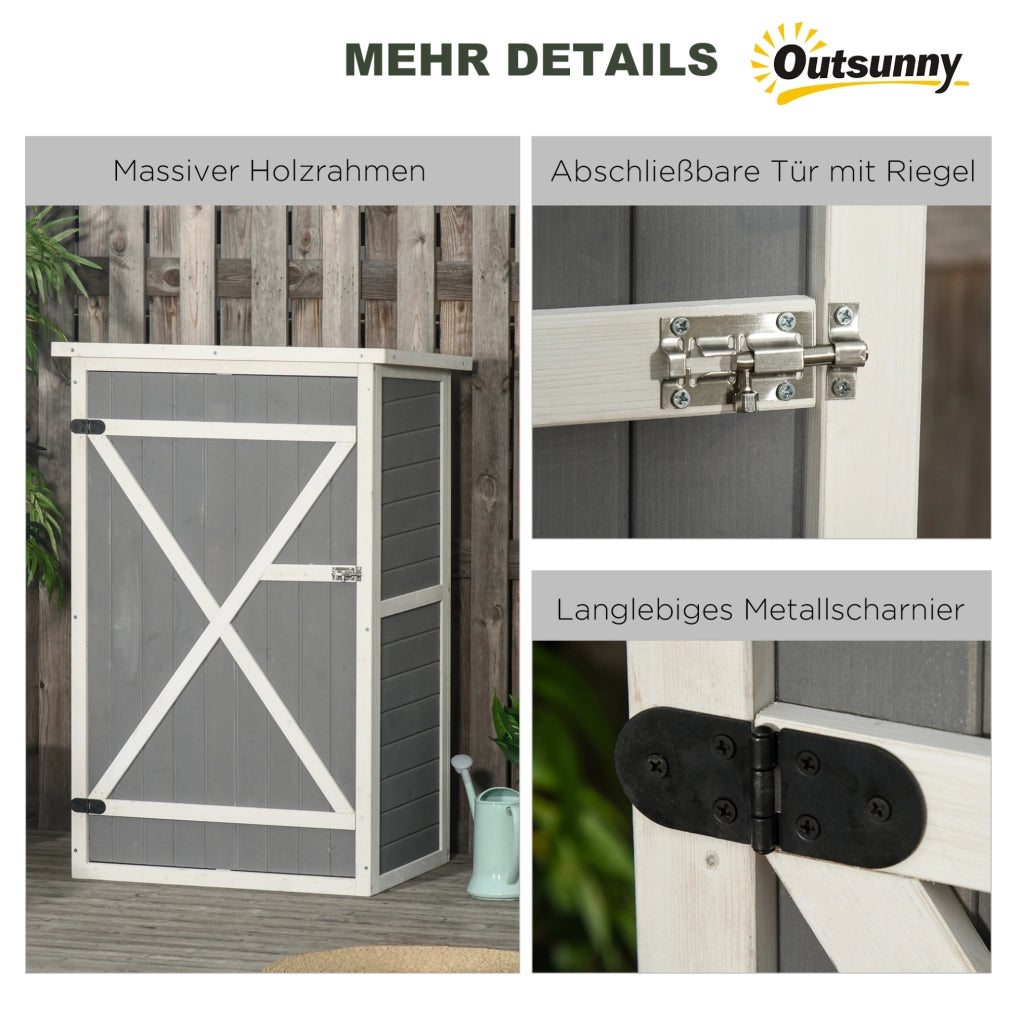 Armadio da esterno in legno nero con 2 ripiani 75x56x115 cm