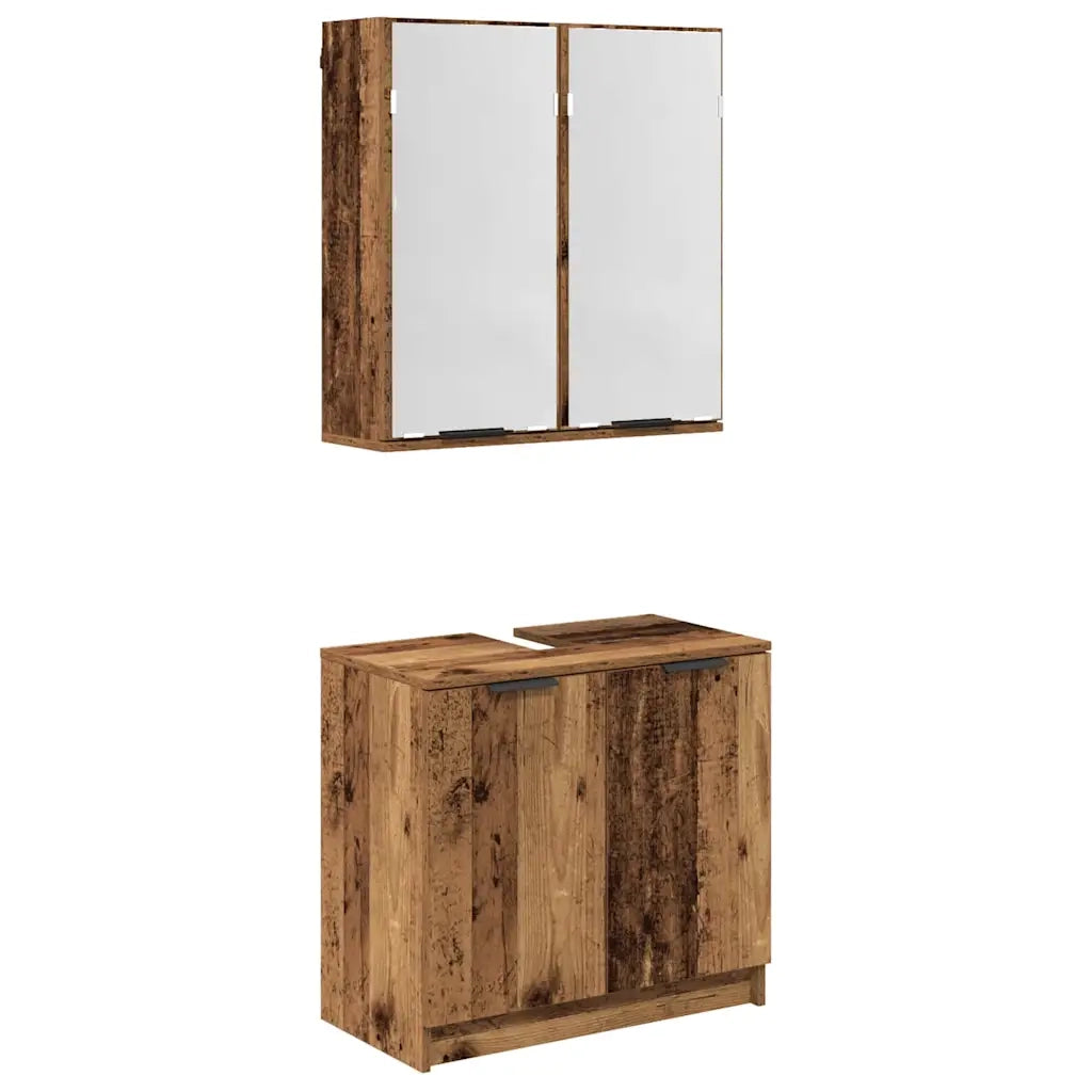 Set di Armadi da Bagno Legno vecchio Legno multistrato 3415679