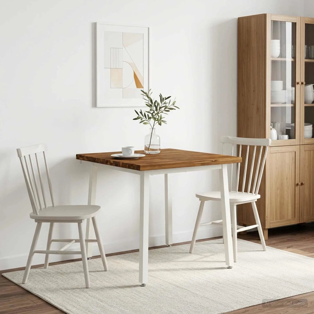 90 x 90 x 75 cm Legno di Acacia Massello Naturale e Bianco 937646