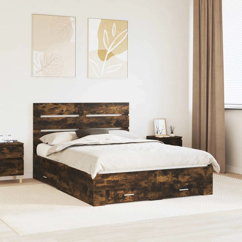 Struttura del letto Rovere fumé 150 x 200 cm Legno multistrato 3411962